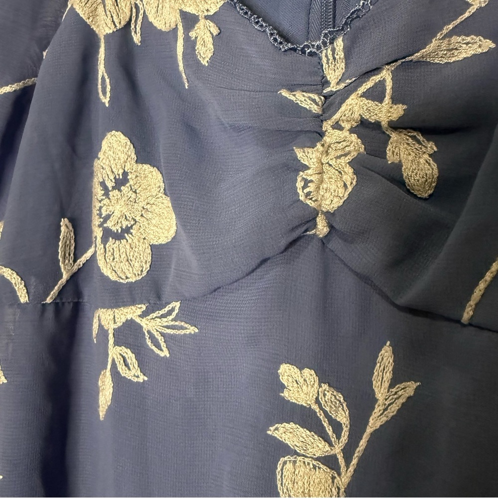 Altar'd State Navy Floral Puff Sleeve Dress - Picture 4 of 6